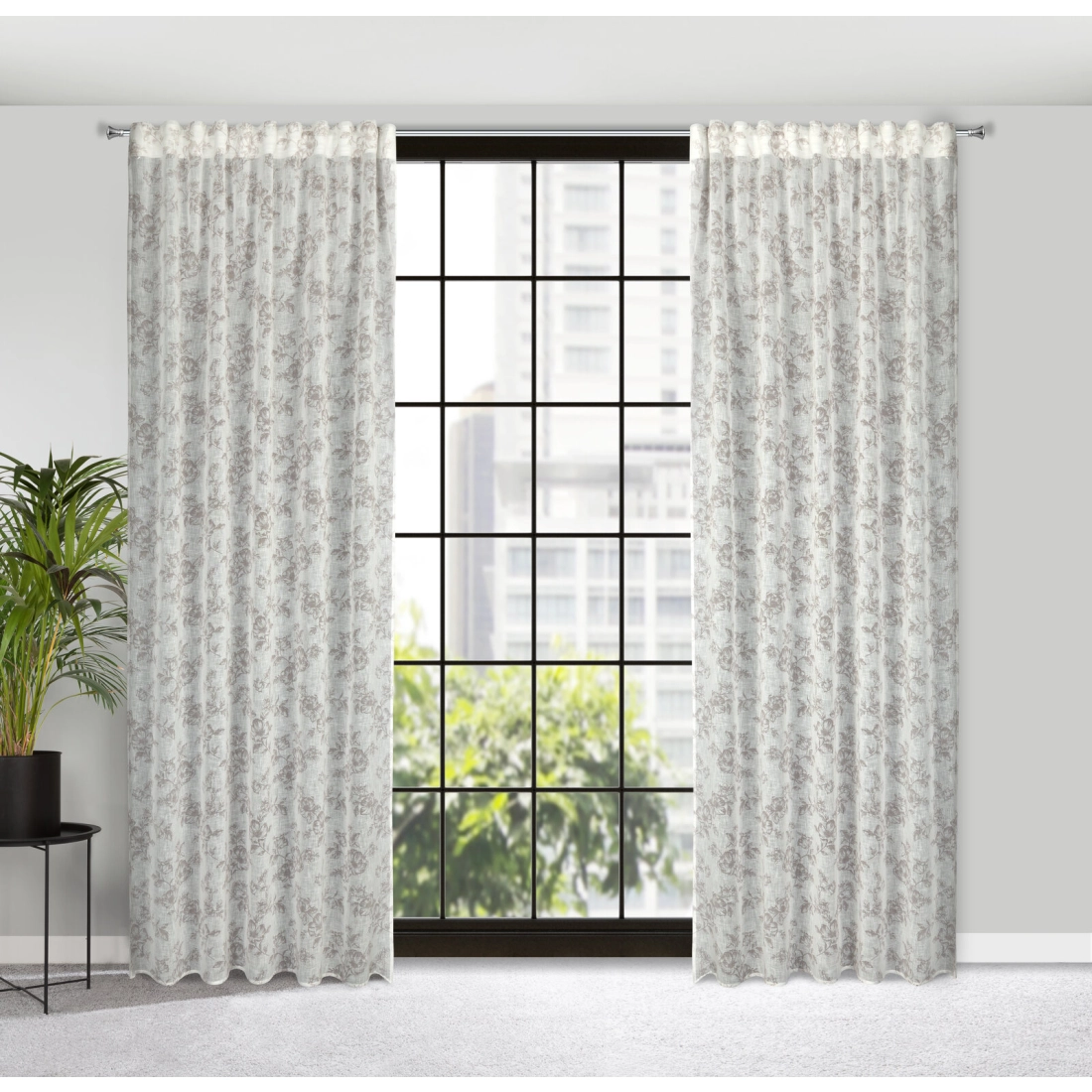 Záves 140x270 cm etamínový bielo-sivý na riasiacu pásku WIKI