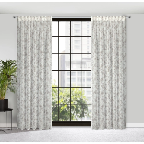 Záves 140x270 cm etamínový bielo-sivý na riasiacu pásku WIKI