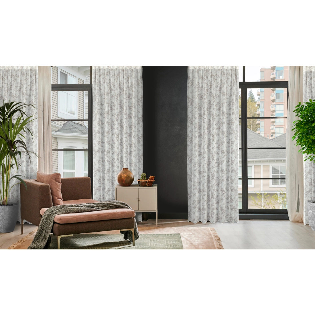 Záves 140x270 cm etamínový bielo-sivý na riasiacu pásku WIKI