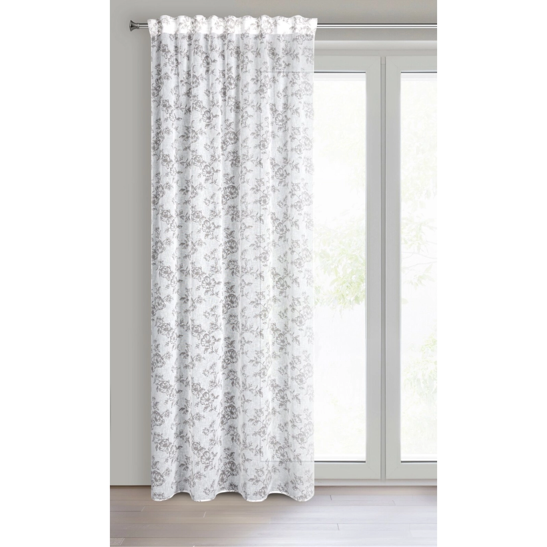 Záves 140x270 cm etamínový bielo-sivý na riasiacu pásku WIKI