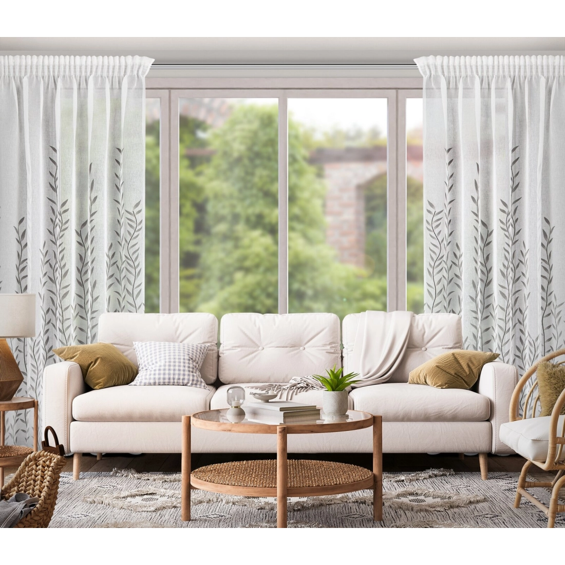 Záves 140x270 cm etamínový biely striebrný na riasiacu pásku GLORI