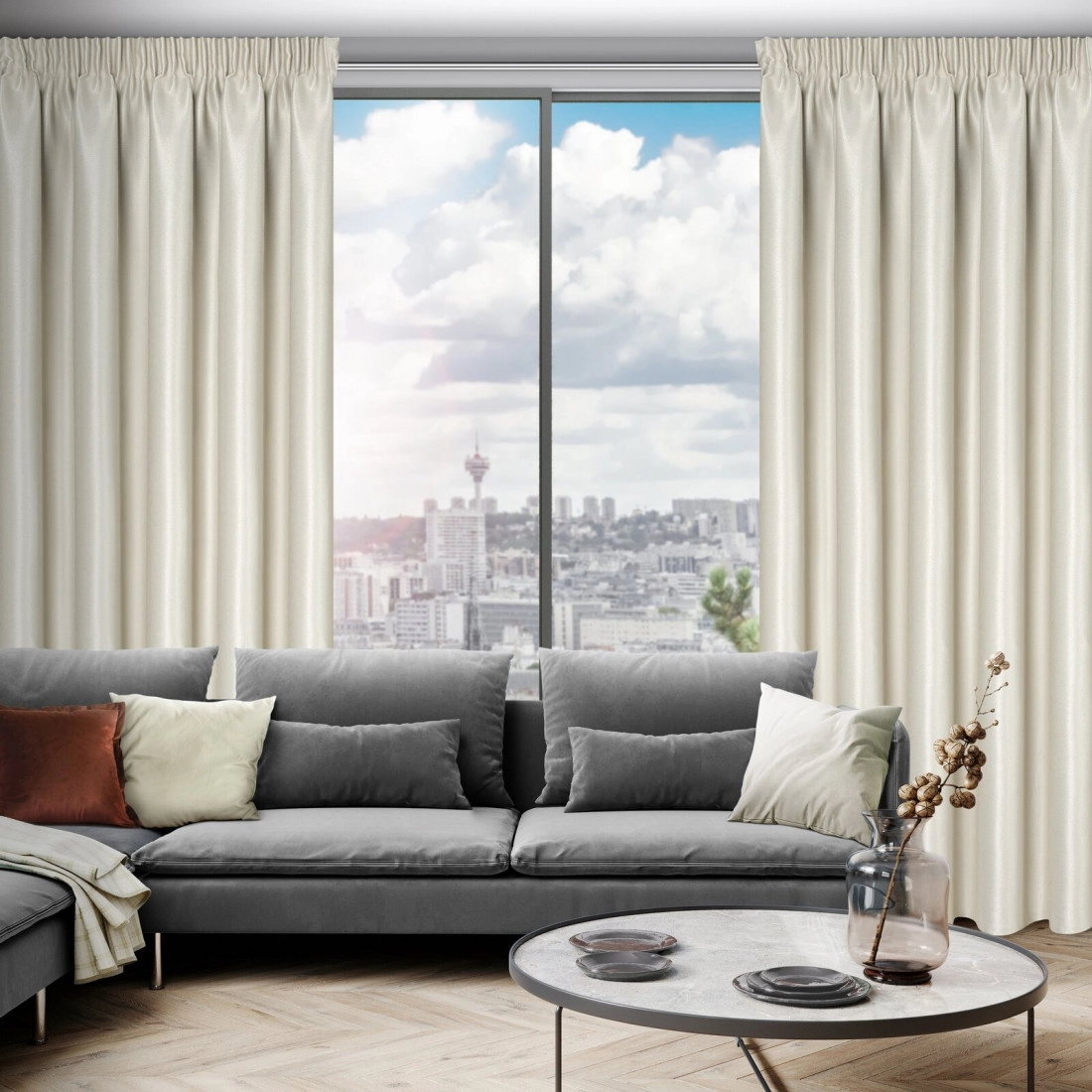 Záves 140x270 cm krémový na riasiacu pásku SELINA