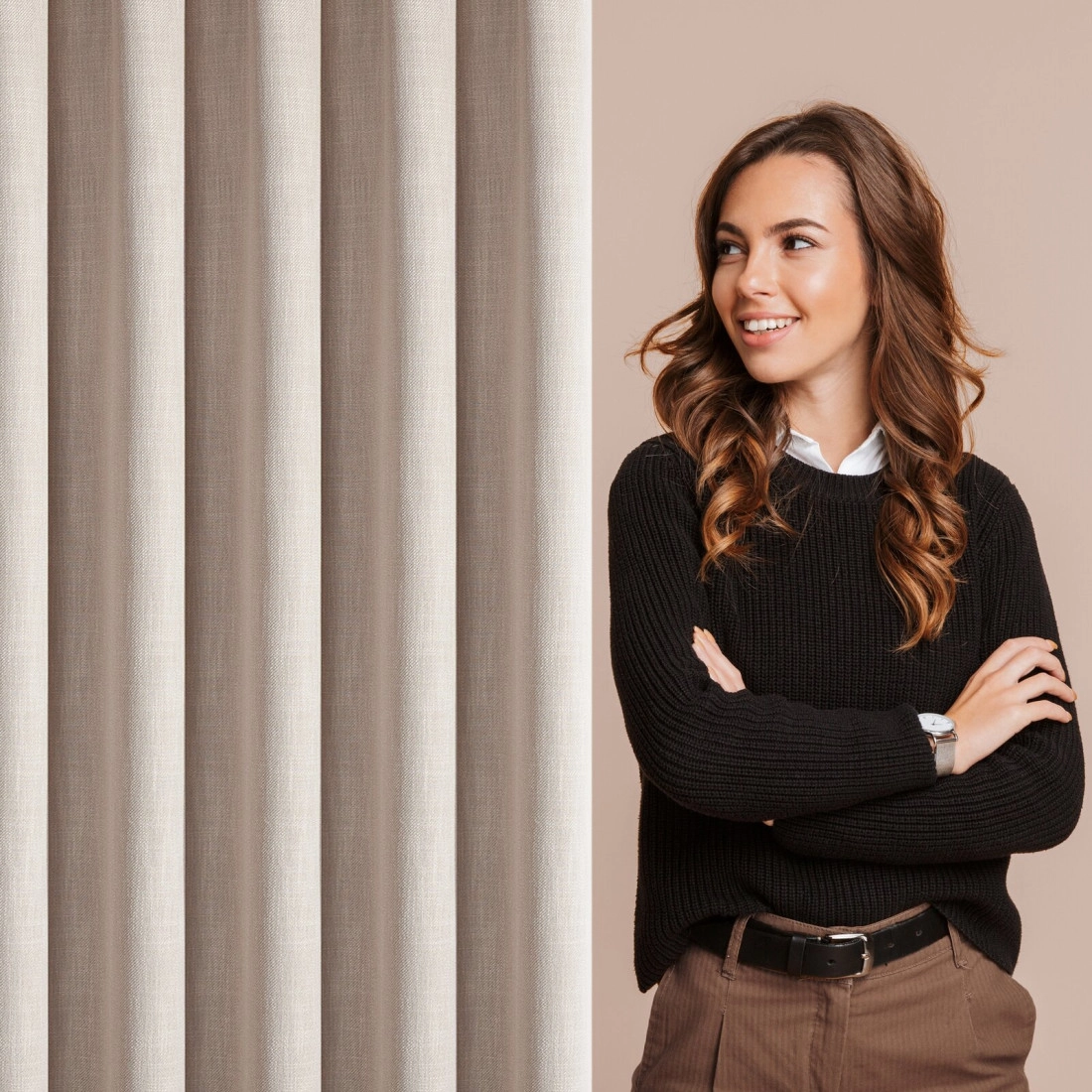 Záves 140x270 cm matný béžový na riasiacu pásku LEYA