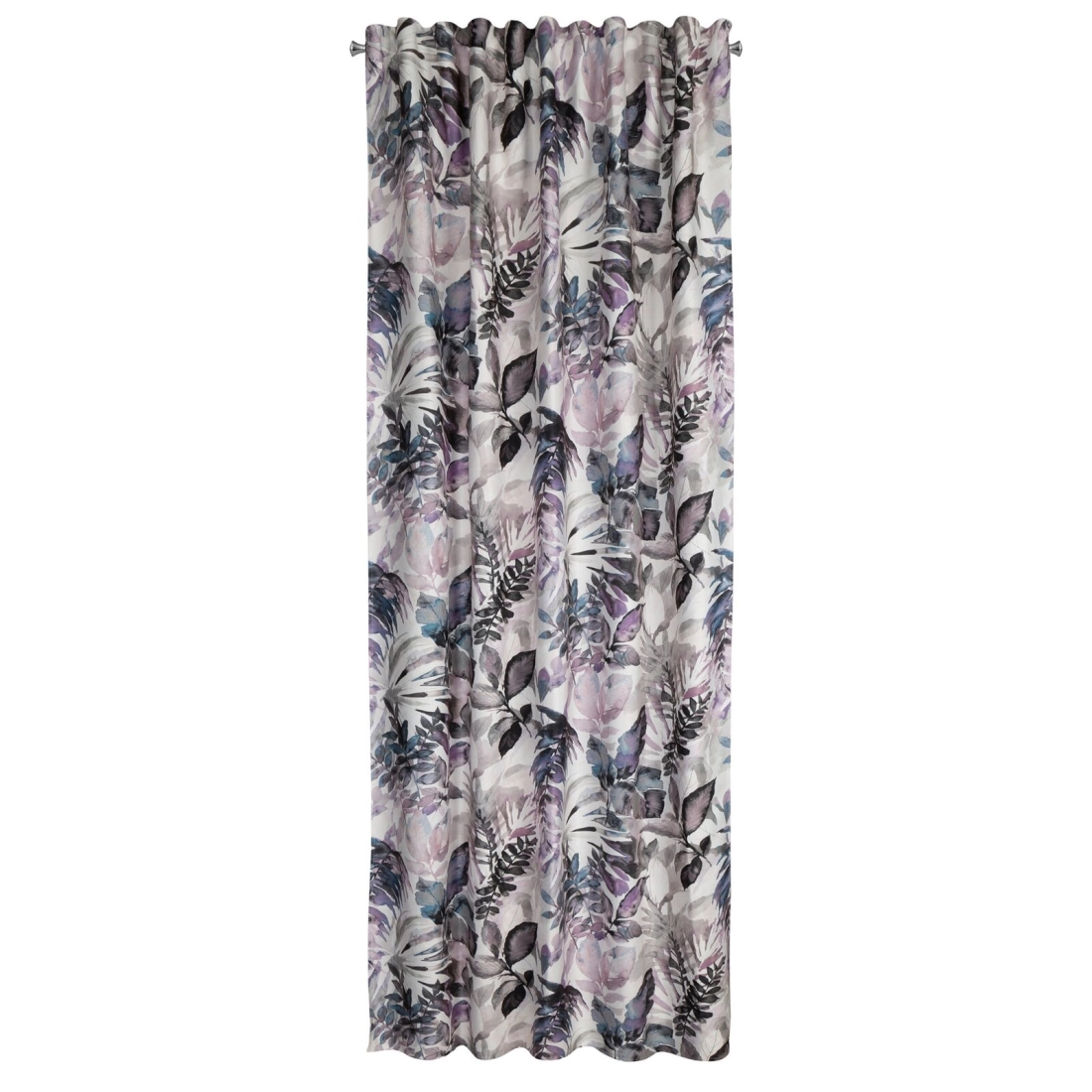 Závěs 140 x 270 cm matný bílý, fialový na řasicí pásku LILIA