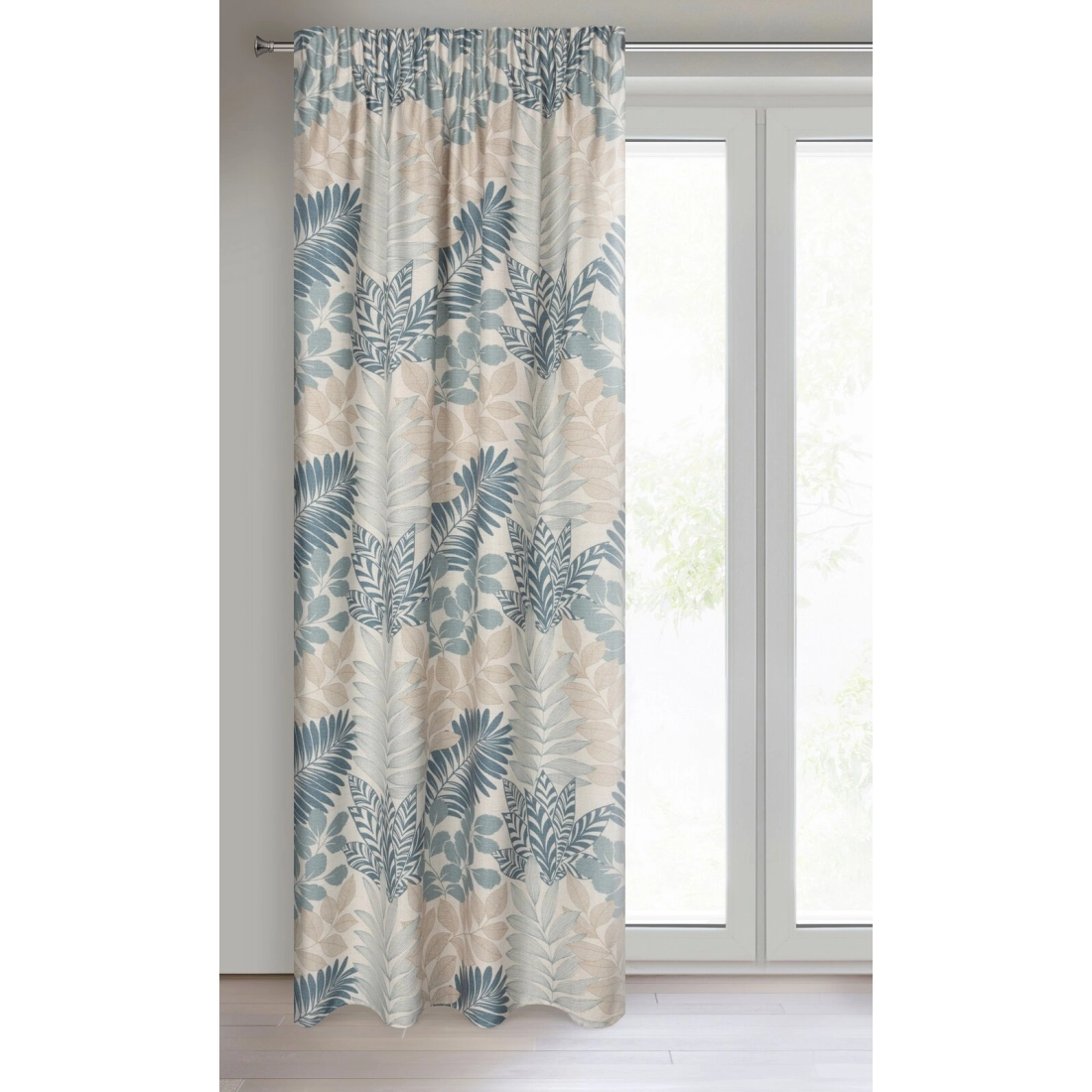 Záves 140x270 cm matný polyesterový prírodný modrý na riasiacu pásku LENNY