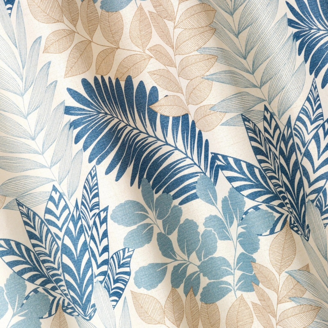 Záves 140x270 cm matný polyesterový prírodný modrý na riasiacu pásku LENNY