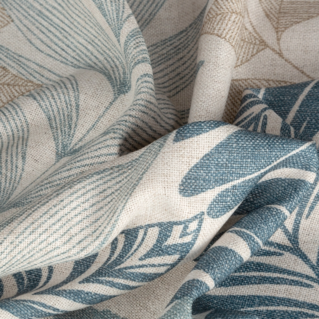 Záves 140x270 cm matný polyesterový prírodný modrý na riasiacu pásku LENNY