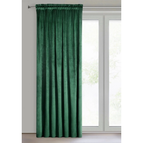 Záves 140x270 cm matný zamatový fľaškovo zelený na riasiacu pásku MELANIE