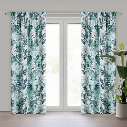 Záves 140x270 cm mikrovláknový bielo-zelený na riasiacu pásku ADELINE Diva Line