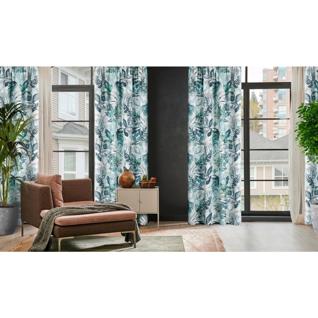 Záves 140x270 cm mikrovláknový bielo-zelený na riasiacu pásku ADELINE Diva Line