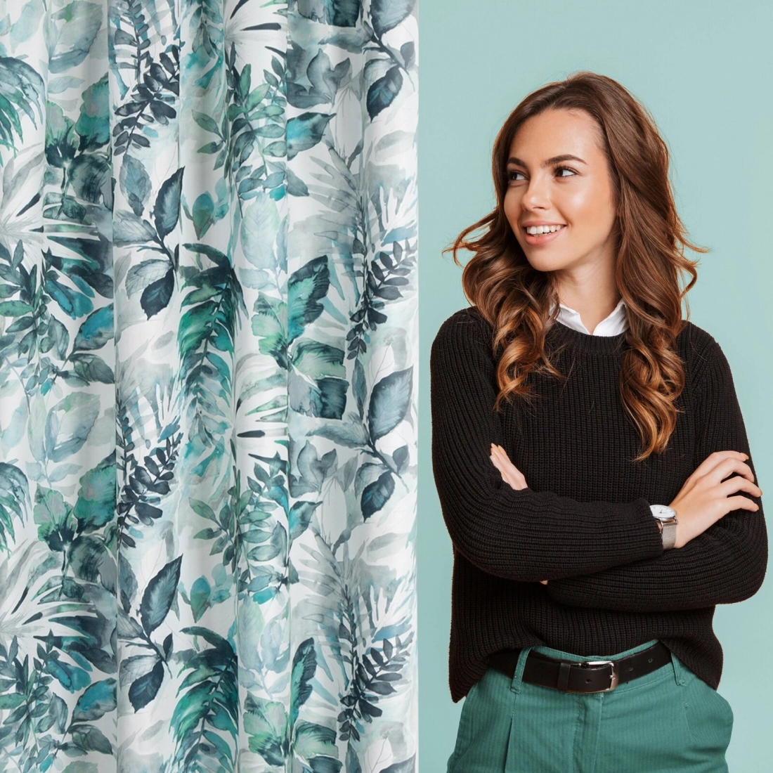 Záves 140x270 cm mikrovláknový bielo-zelený na riasiacu pásku ADELINE Diva Line