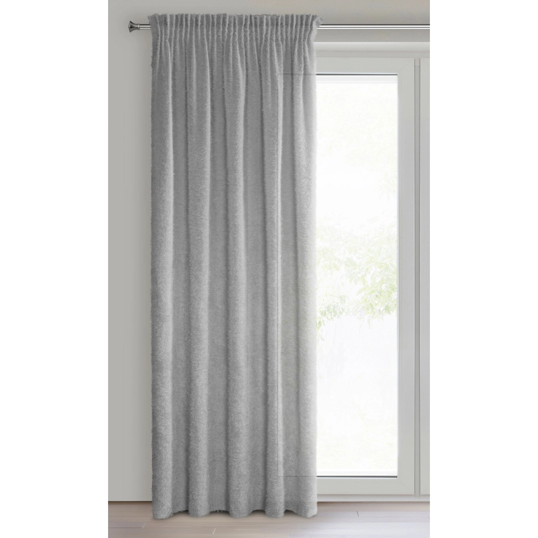 Záves 140x270 cm moherový strieborný na riasiacu pásku AGIS