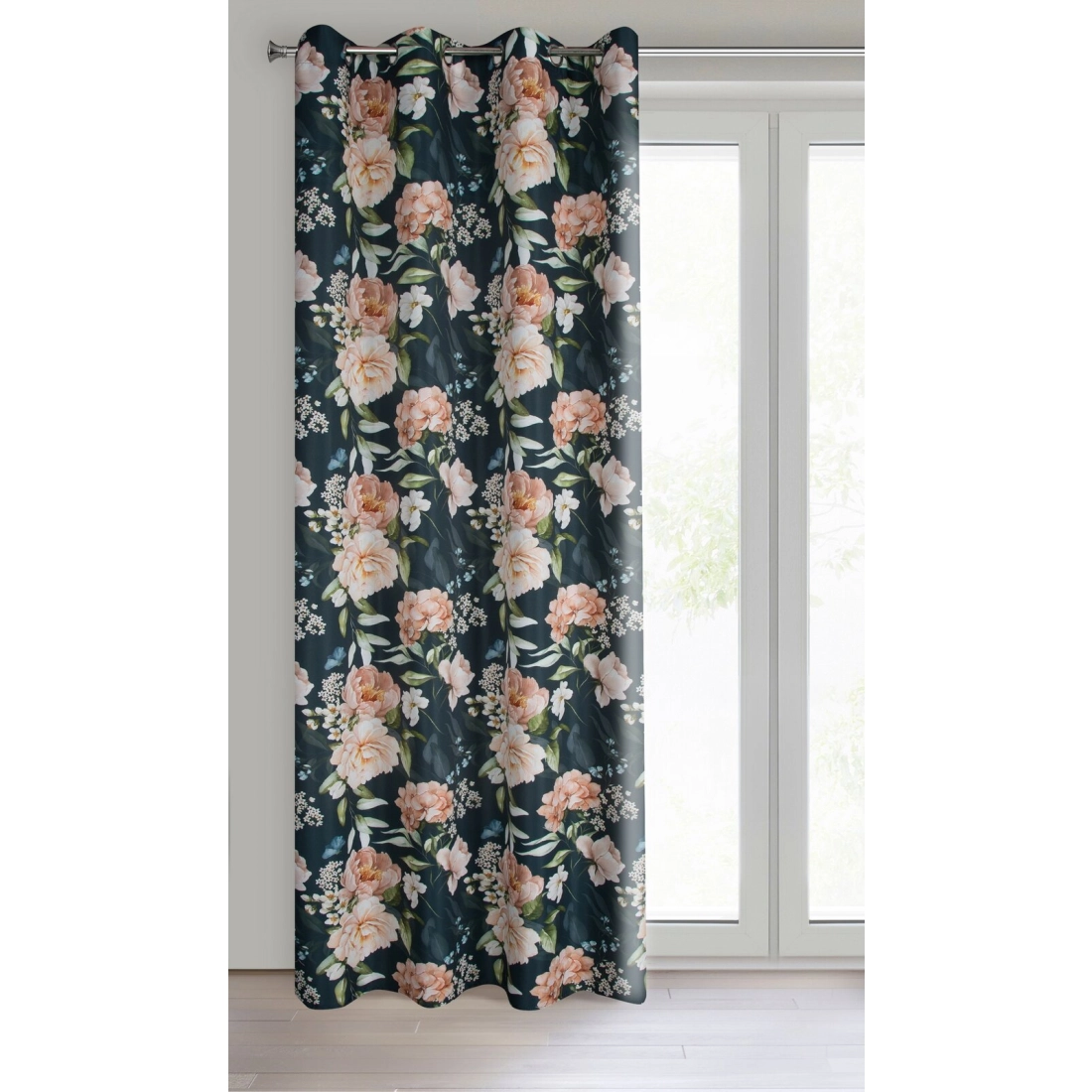 Záves 140x270 cm oxford čierny ružový na kovové krúžky SALMA