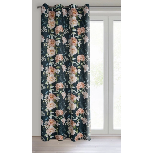 Záves 140x270 cm oxford čierny ružový na kovové krúžky SALMA