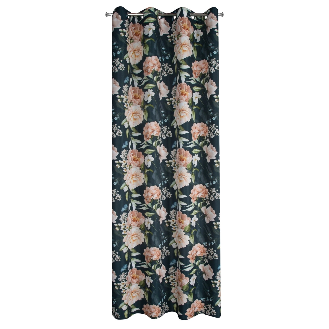 Záves 140x270 cm oxford čierny ružový na kovové krúžky SALMA