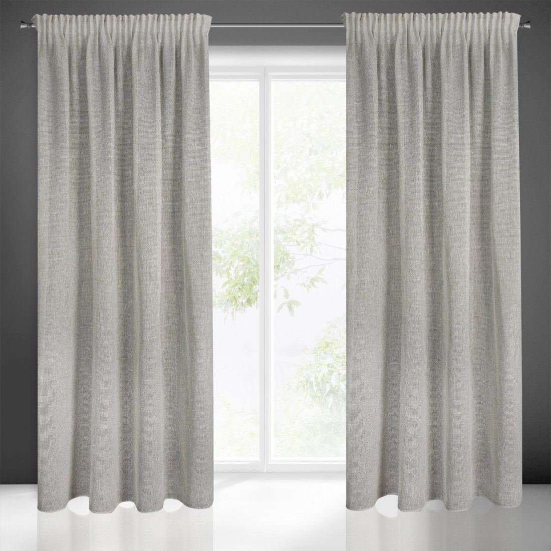 Záves 140x270 cm polyester strieborný na riasiacu pásku EMILIA