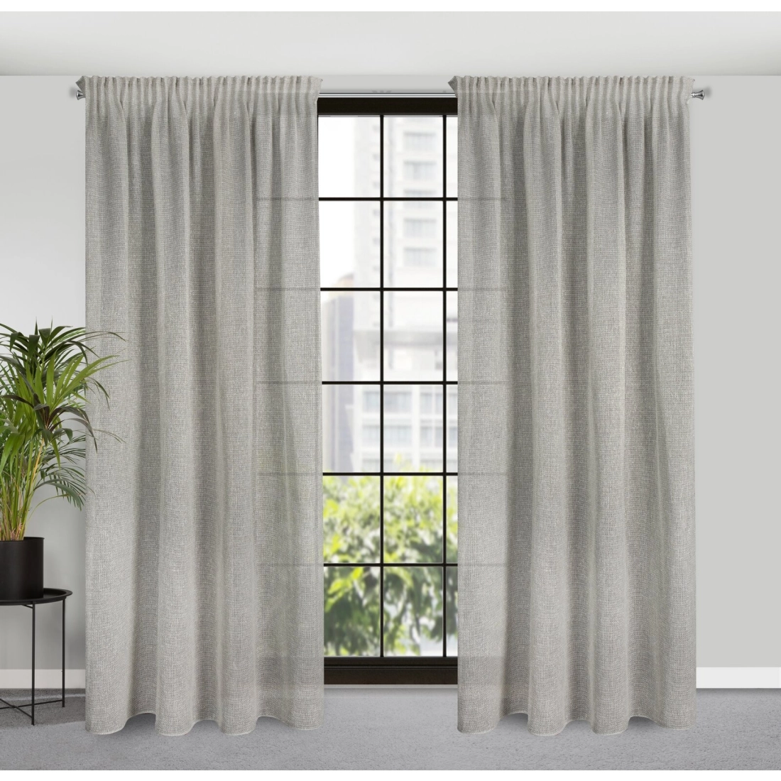 Záves 140x270 cm polyester strieborný na riasiacu pásku EMILIA