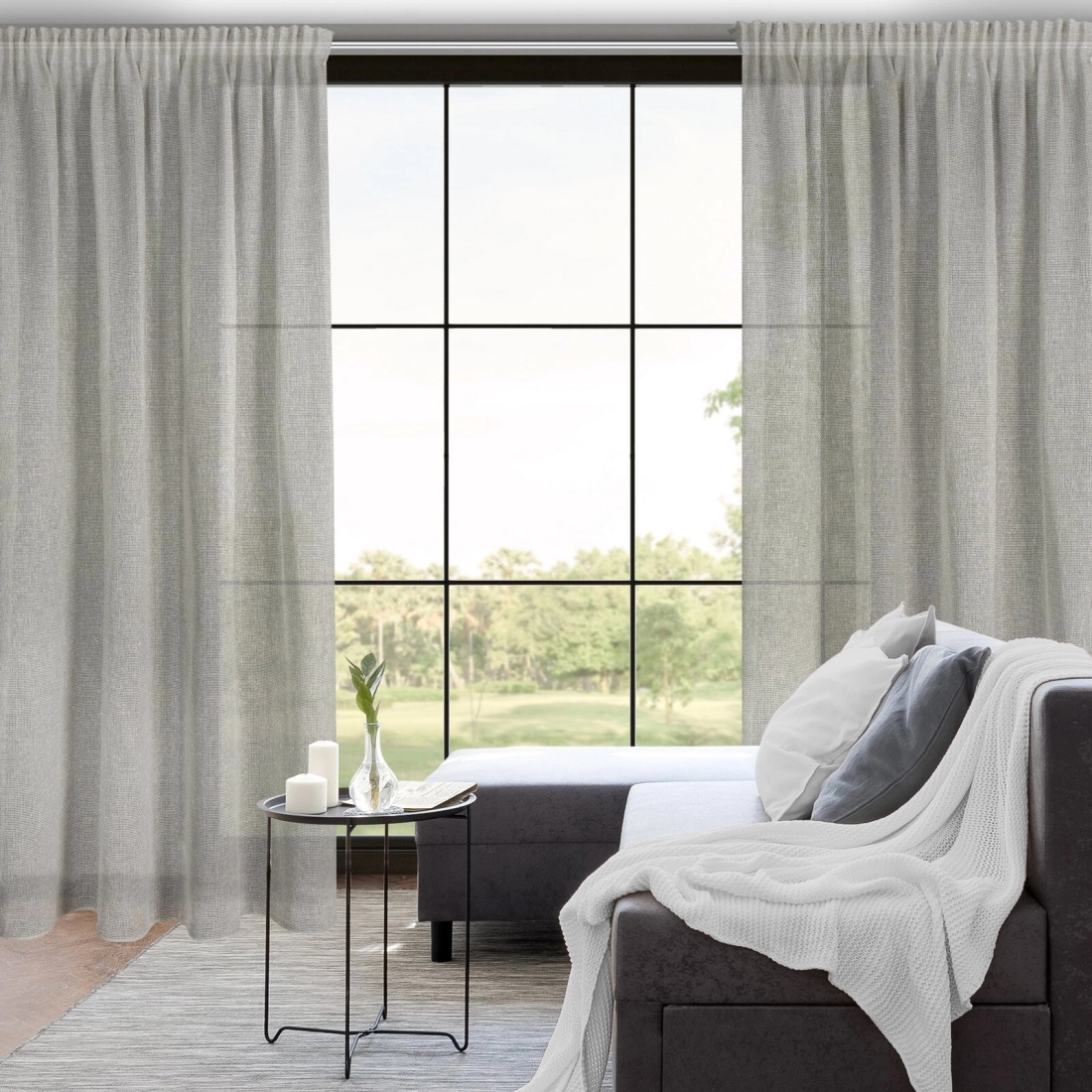 Záves 140x270 cm polyester strieborný na riasiacu pásku EMILIA