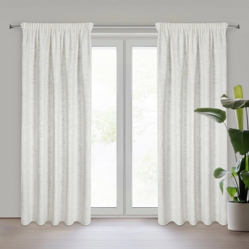 Záves 140x270 cm polyesterovo-ľanový béžový strieborný na riasiacu pásku ROSI