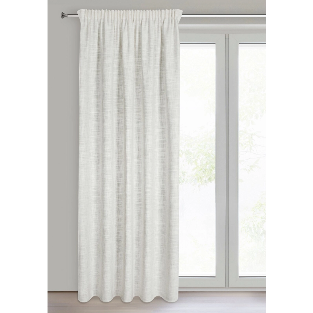 Záves 140x270 cm polyesterovo-ľanový béžový strieborný na riasiacu pásku ROSI