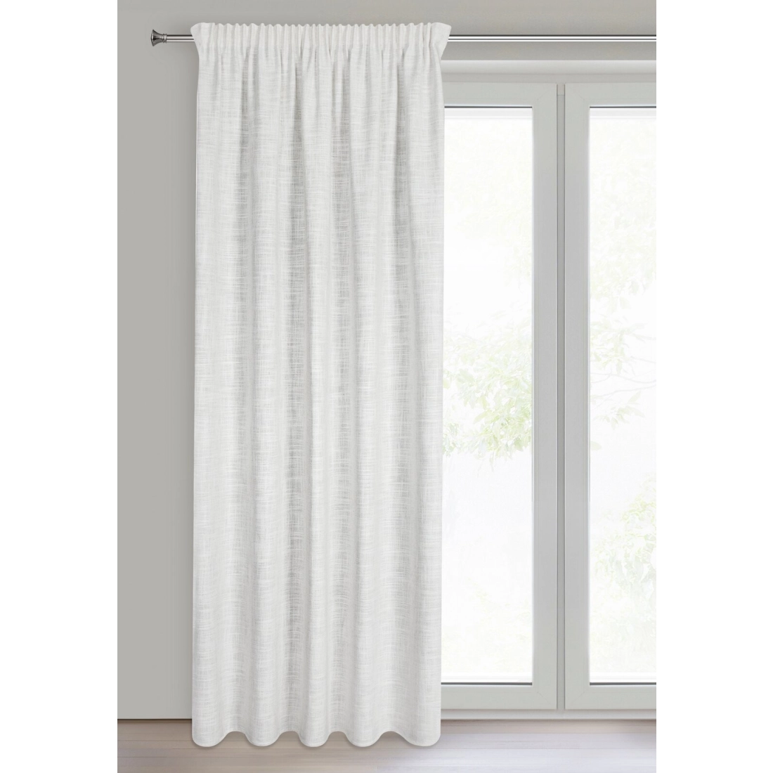 Záves 140x270 cm polyesterovo-ľanový krémový striebristý na riasiacu pásku ROSI