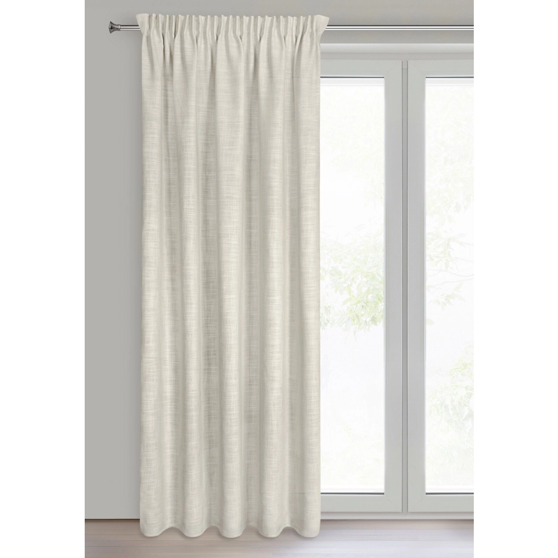 Záves 140x270 cm polyesterový s ľanom tmavobéžový strieborný na riasiacu pásku ROSI