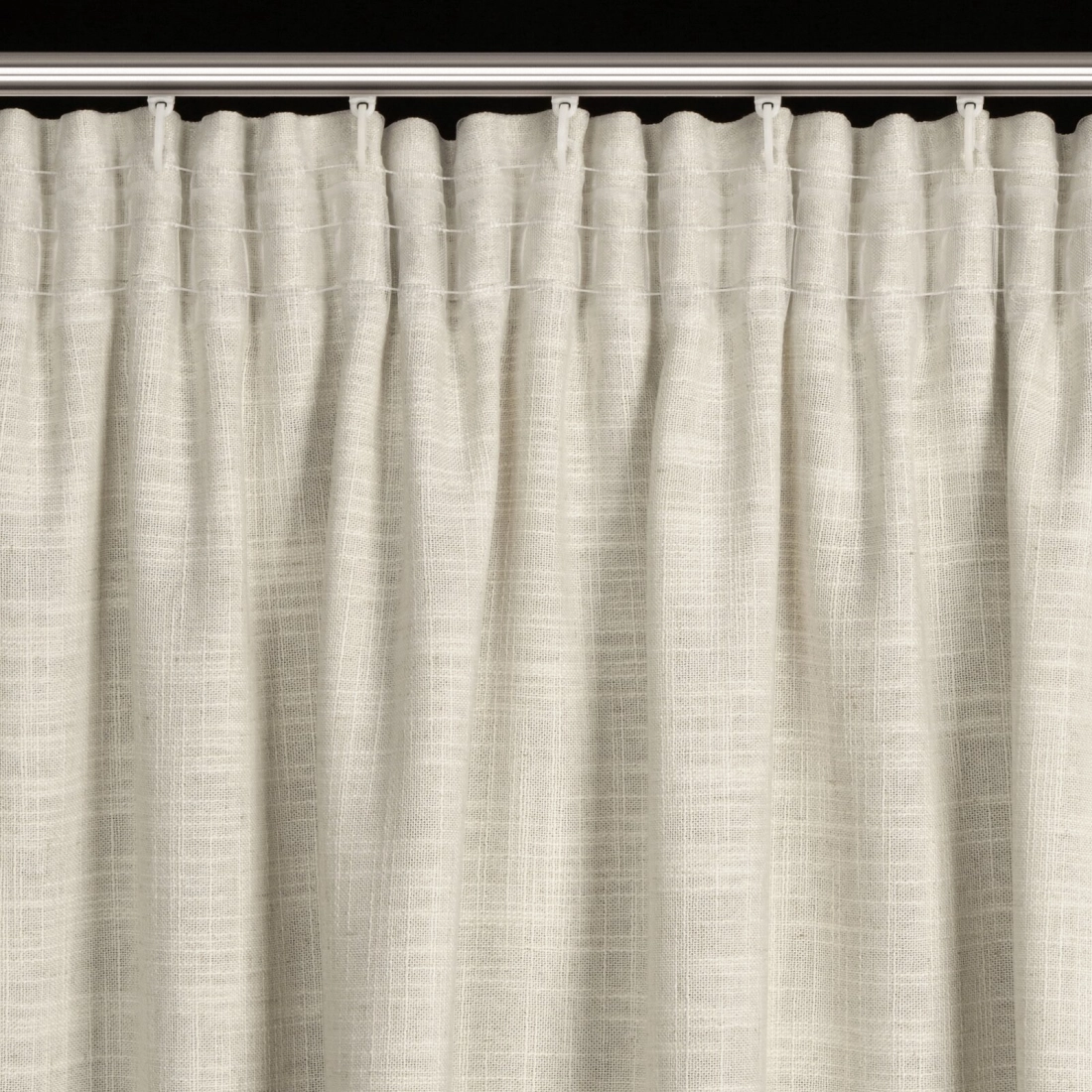 Záves 140x270 cm polyesterový s ľanom tmavobéžový strieborný na riasiacu pásku ROSI