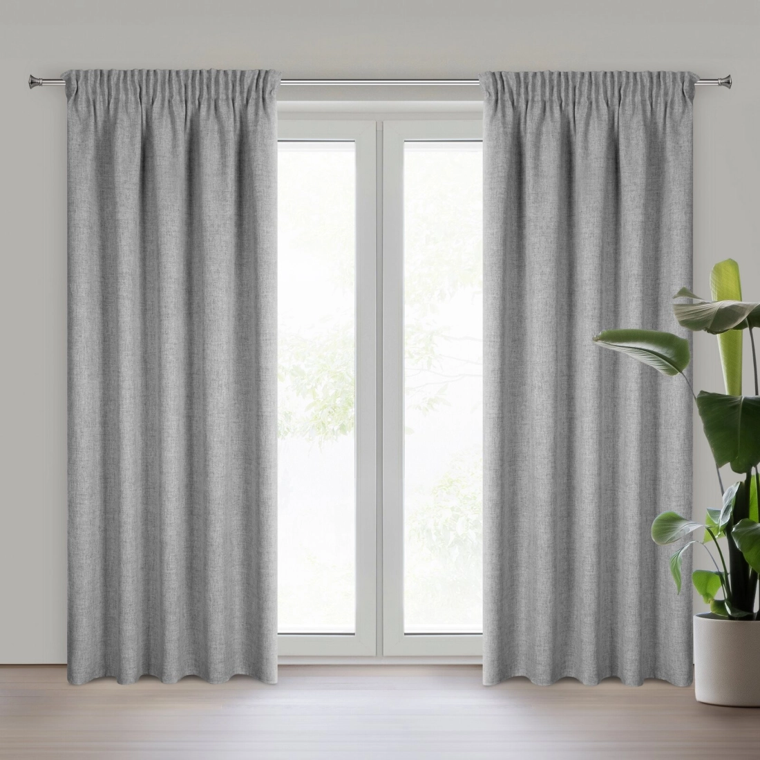 Záves 140x270 cm polyesterový strieborný na riasiacu pásku JULA2