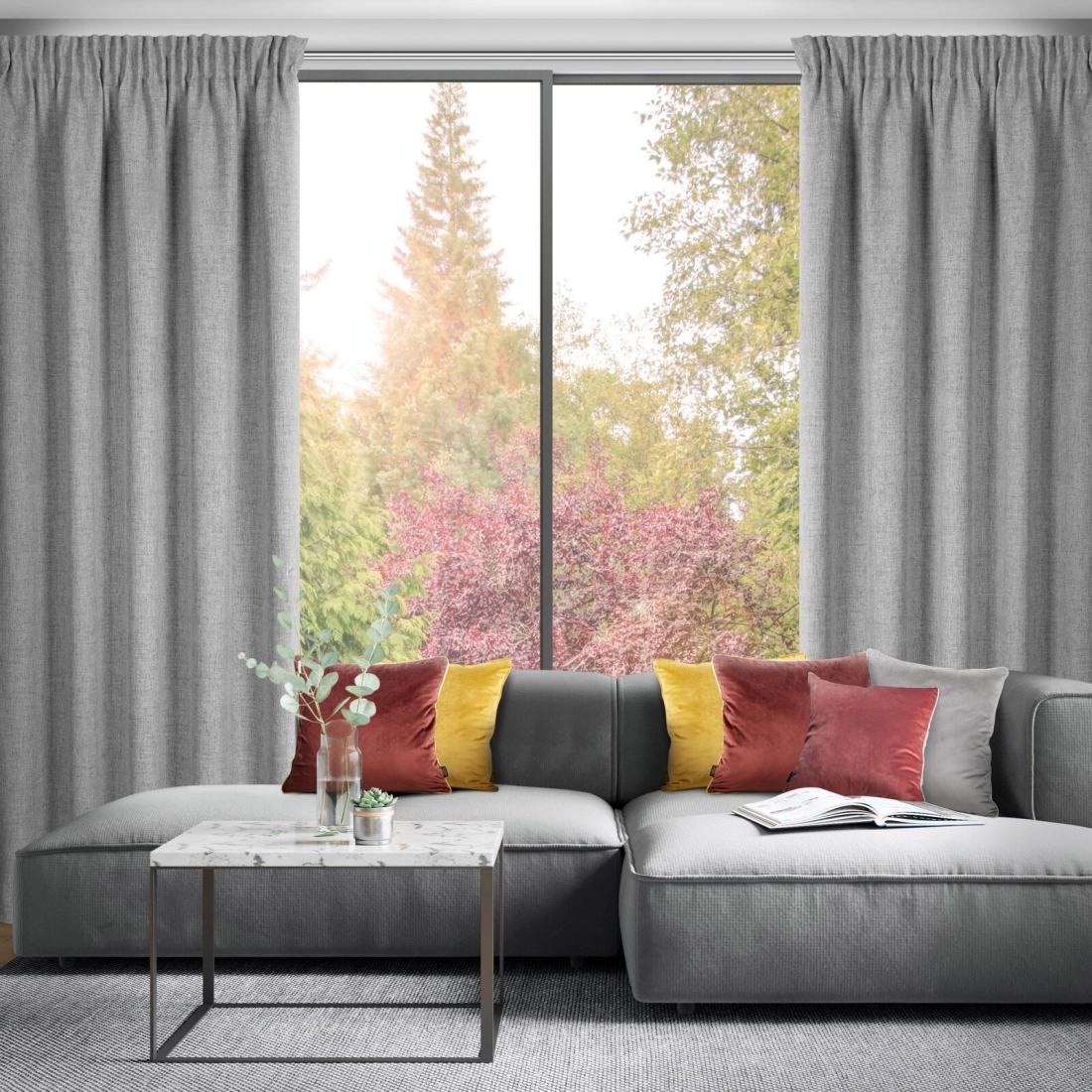 Záves 140x270 cm polyesterový strieborný na riasiacu pásku JULA2