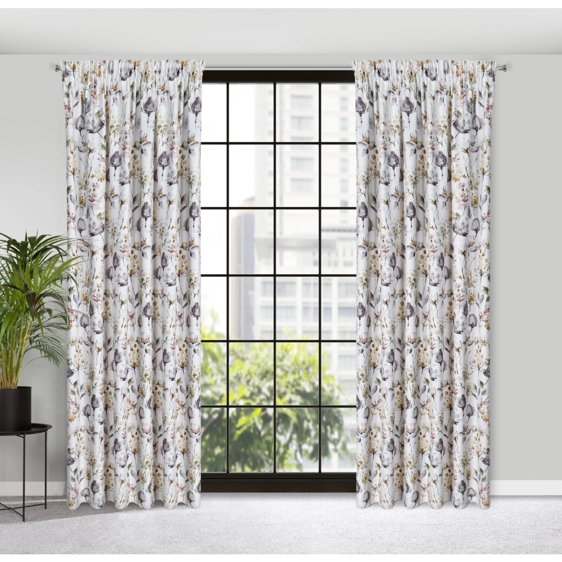 Záves 140x270 cm polyestr bielo olivový zatemňovací na riasiacu pásku ZOJA