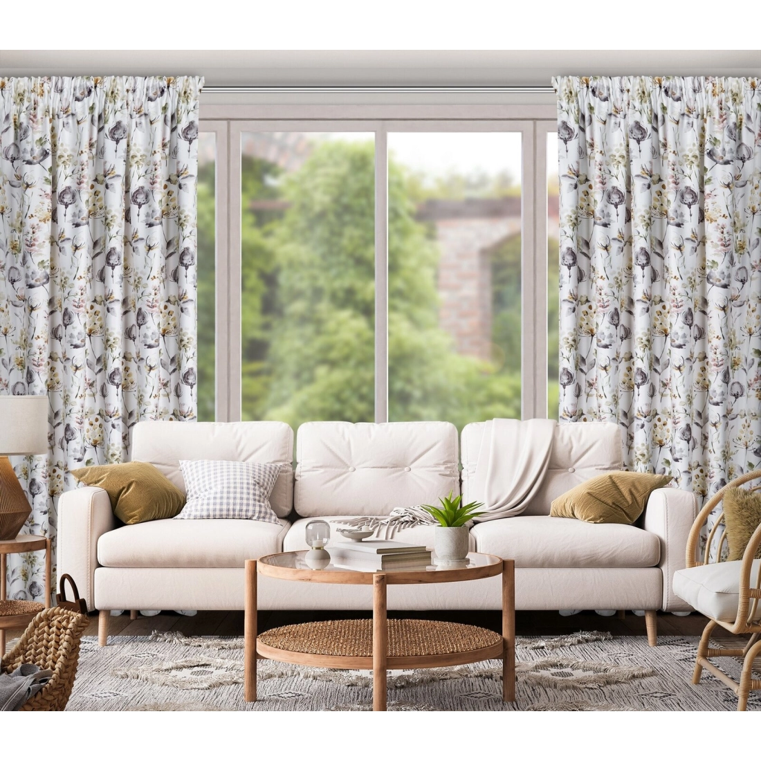 Záves 140x270 cm polyestr bielo olivový zatemňovací na riasiacu pásku ZOJA