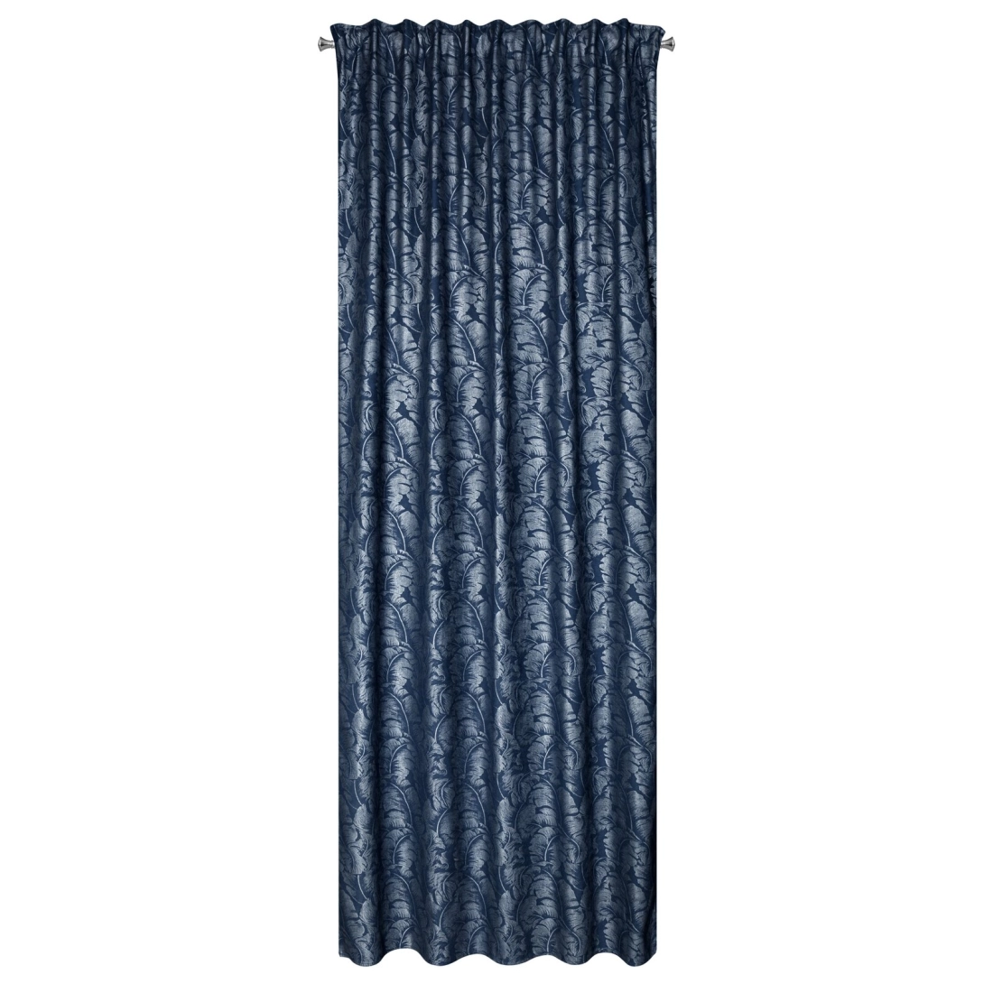 Záves 140x270 cm polyestr granátový so striebornou potlačou listov na riasiacu pásku/suché zipsy SCARLET