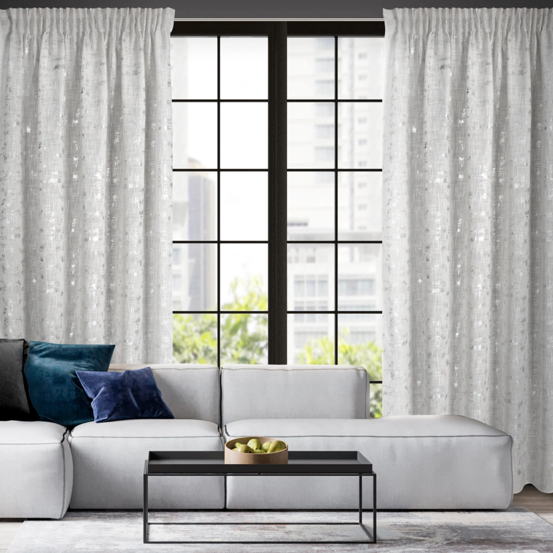 Záves 140x270 cm s ľanom prírodný striebristý na riasiacu pásku INES