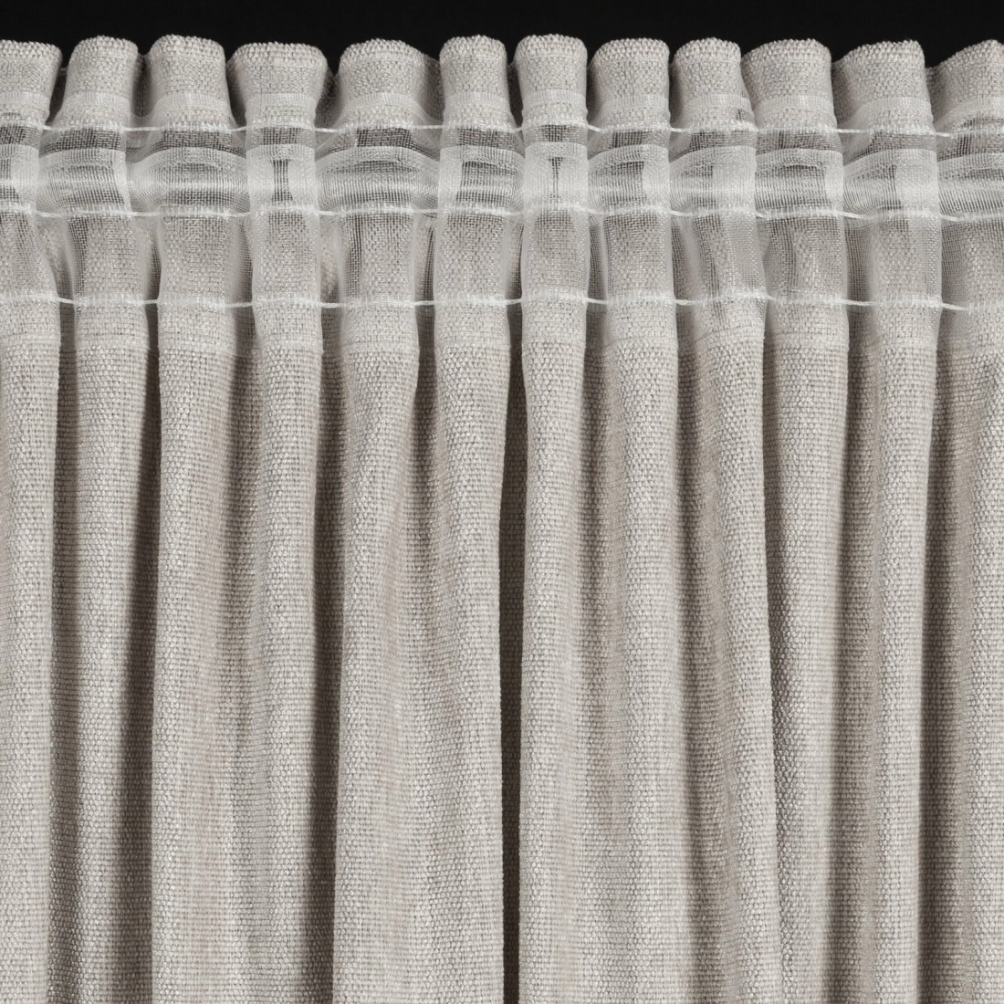 Záves 140x270 cm sčesávaný s lienovým vzhľadom, sieťovaný, s tunelom na tyč, sivý