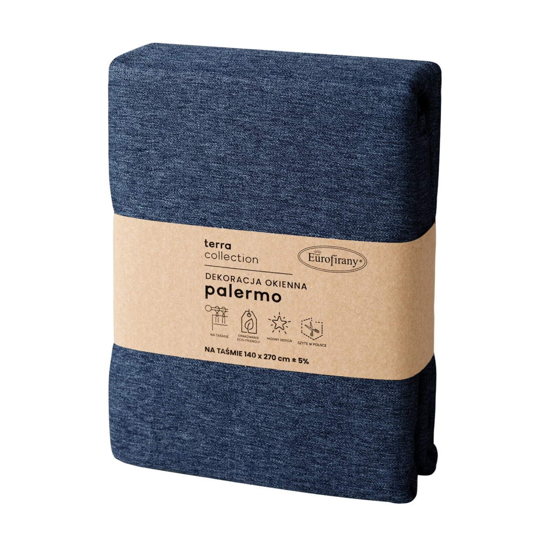 Záves 140x270 cm sietkovaný melírovaný tmavomodrý na riasiacu pásku PALERMO 1 Terra Collection