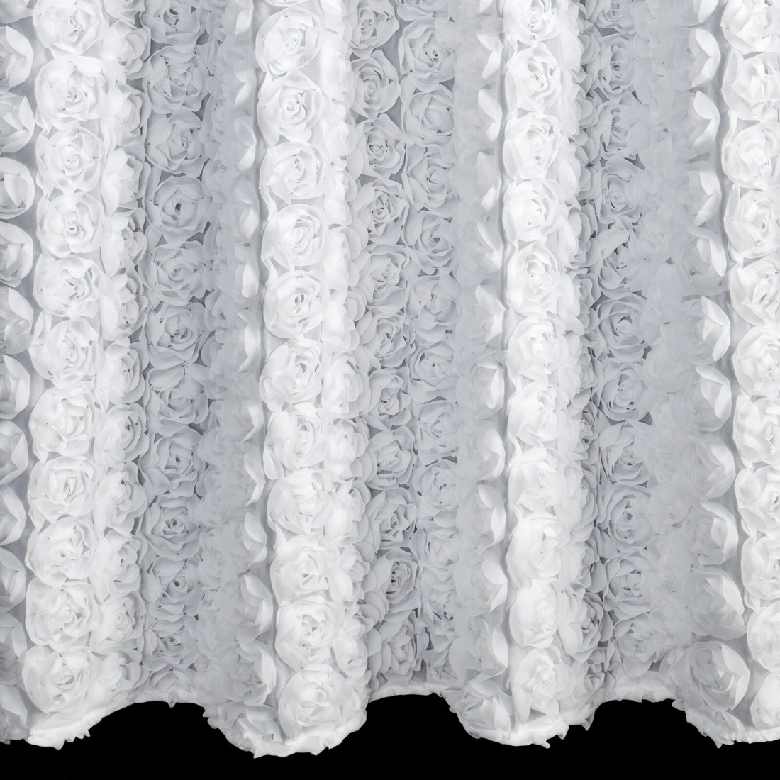 Záves 140x270 cm šifónový biely s ružami 3D na riasiacu pásku ROSES Eva Minge