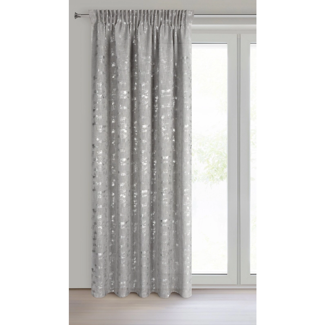 Záves 140x270 cm so zmesou ľanu strieborný na riasiacu pásku INES