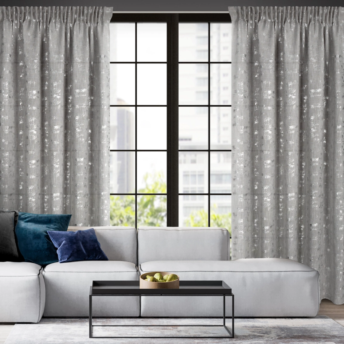 Záves 140x270 cm so zmesou ľanu strieborný na riasiacu pásku INES