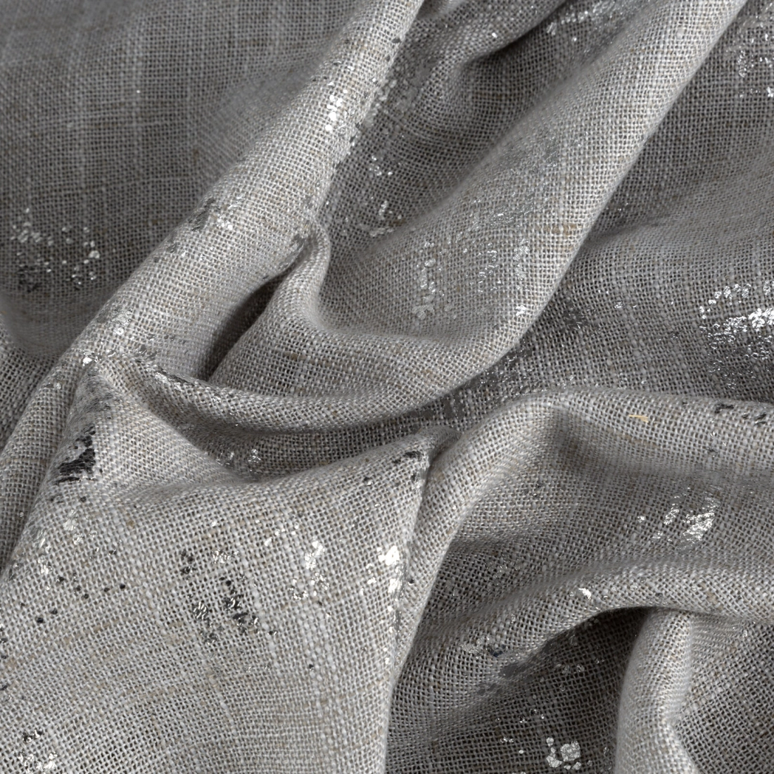 Záves 140x270 cm so zmesou ľanu strieborný na riasiacu pásku INES