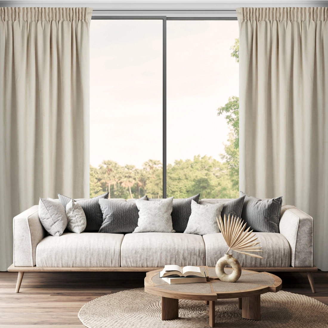 Záves 140x270 cm svetlobéžový szenilový na riasiacu pásku VANI