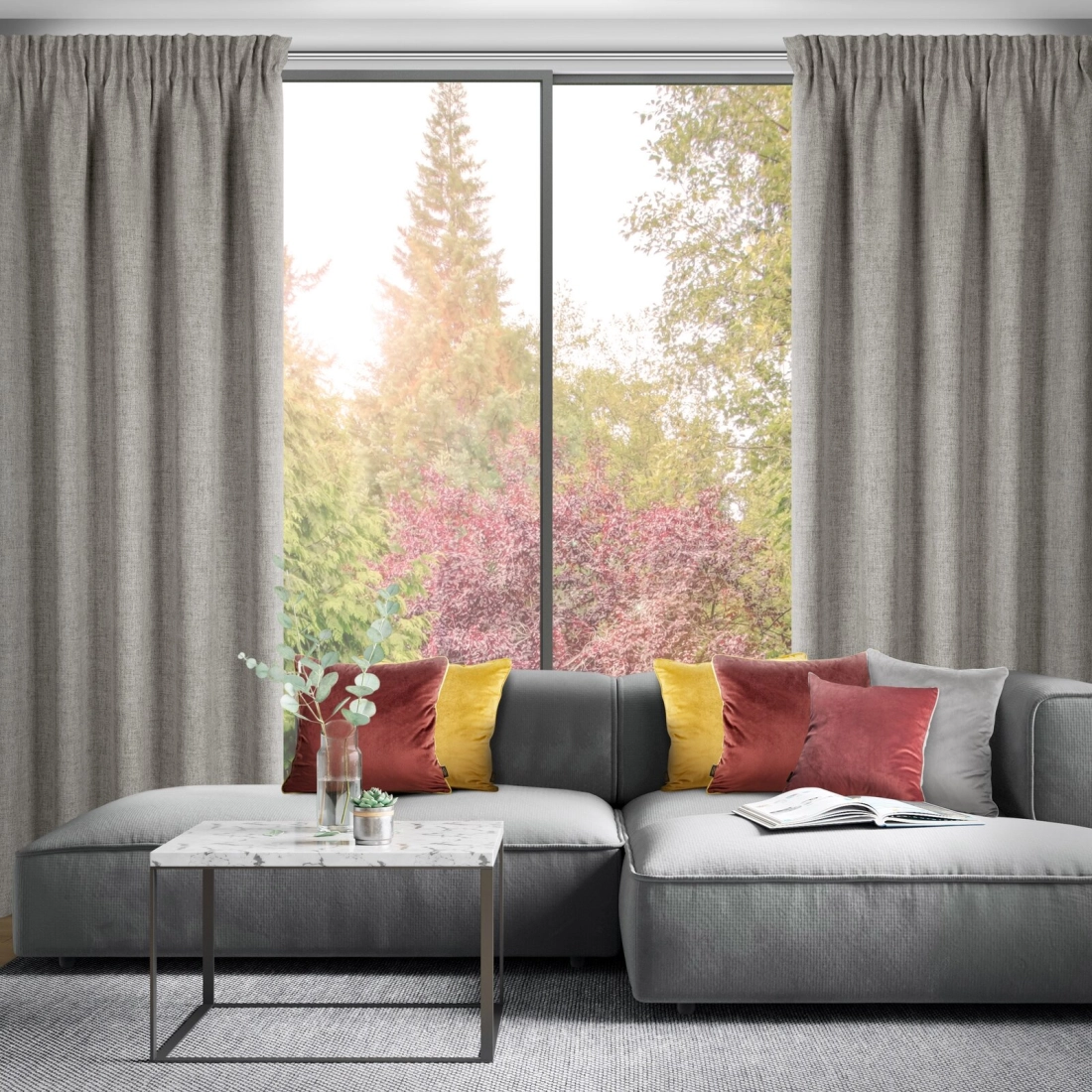 Závěs 140x270 cm tmavě béžový na řasicí pásku JULA2