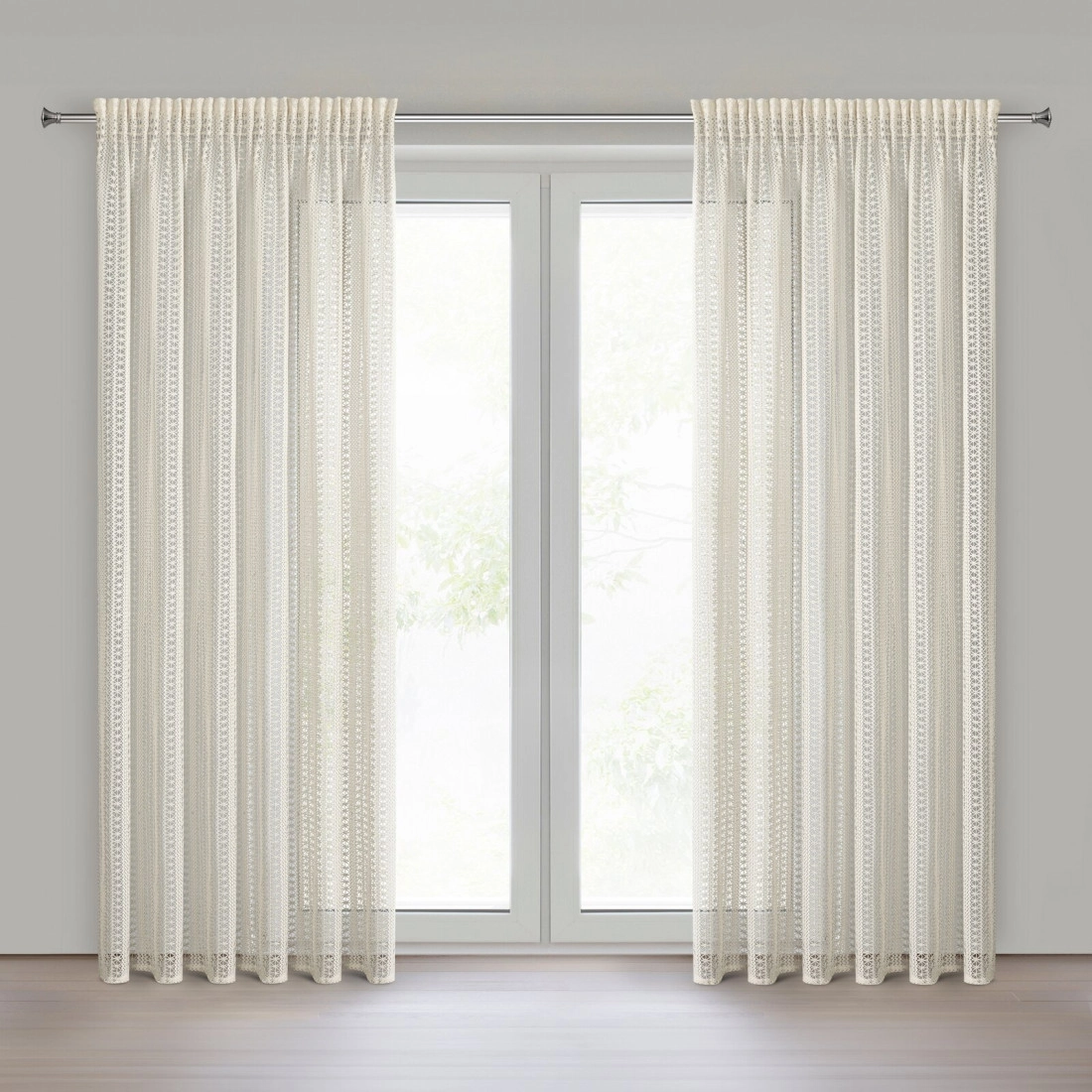 Záves 140x270 cm z prírodnej sieťoviny na riasiacu pásku a tunel BONITA