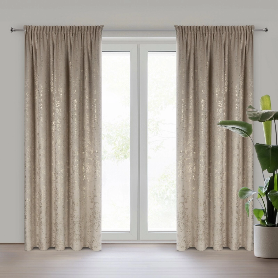 Záves 140x270 cm zamatový béžový na riasiacu pásku FELIS