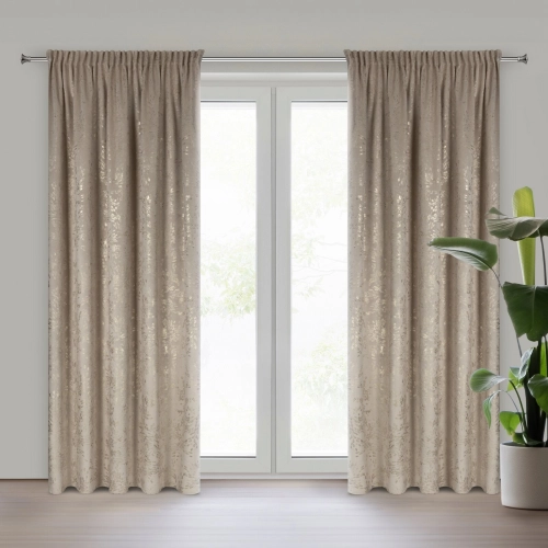 Záves 140x270 cm zamatový béžový na riasiacu pásku FELIS