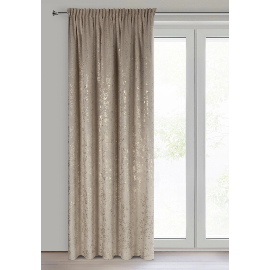 Záves 140x270 cm zamatový béžový na riasiacu pásku FELIS