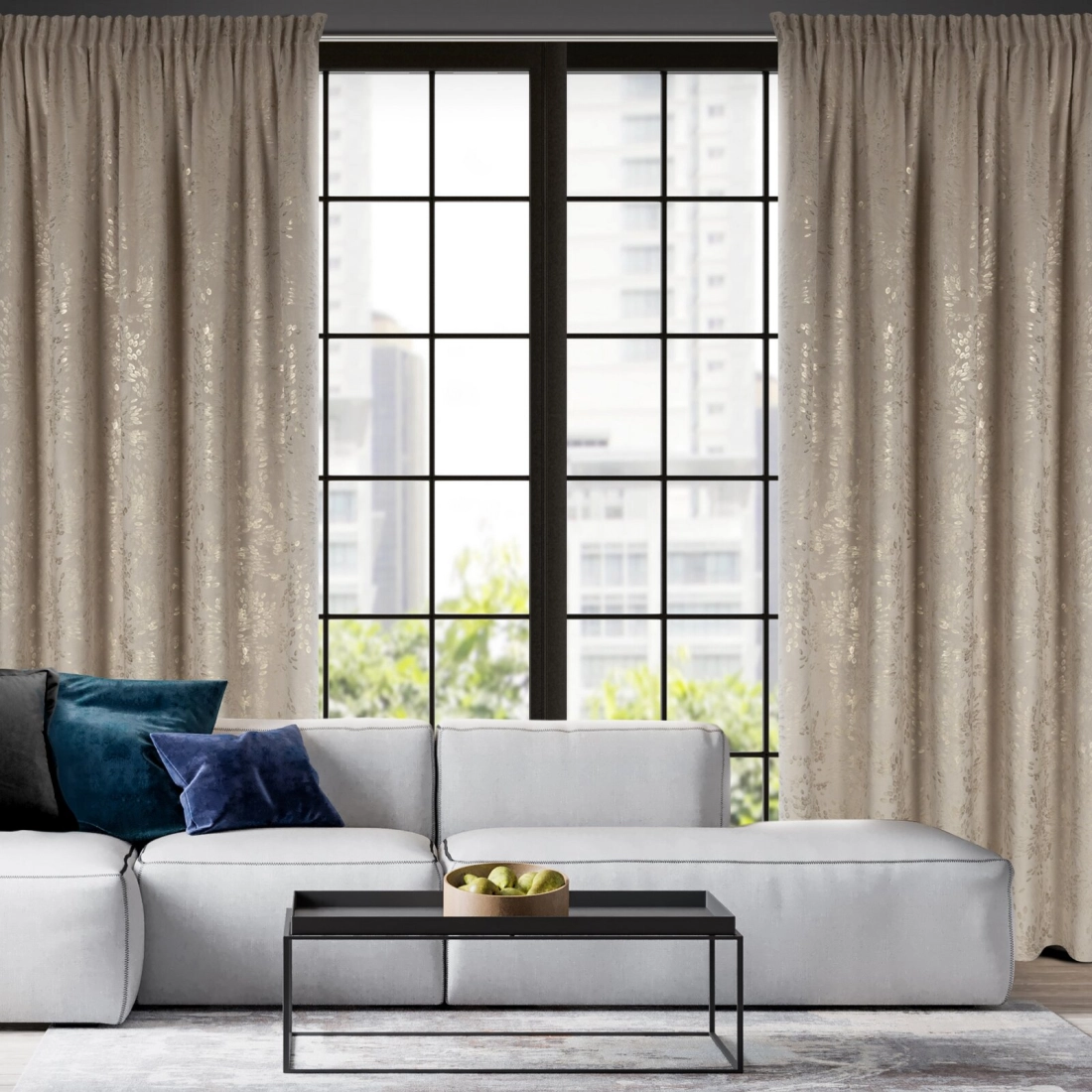 Záves 140x270 cm zamatový béžový na riasiacu pásku FELIS