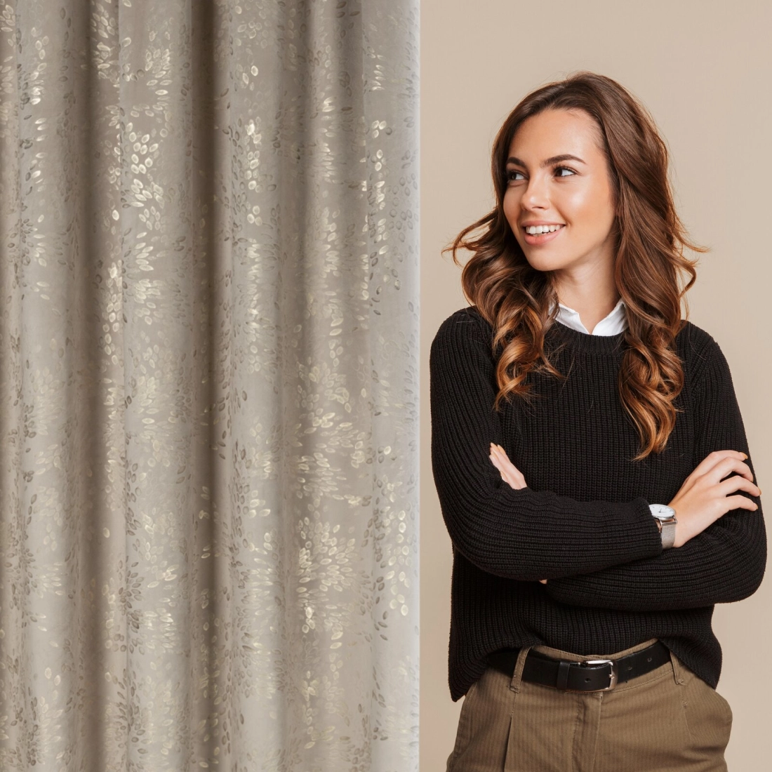 Záves 140x270 cm zamatový béžový na riasiacu pásku FELIS