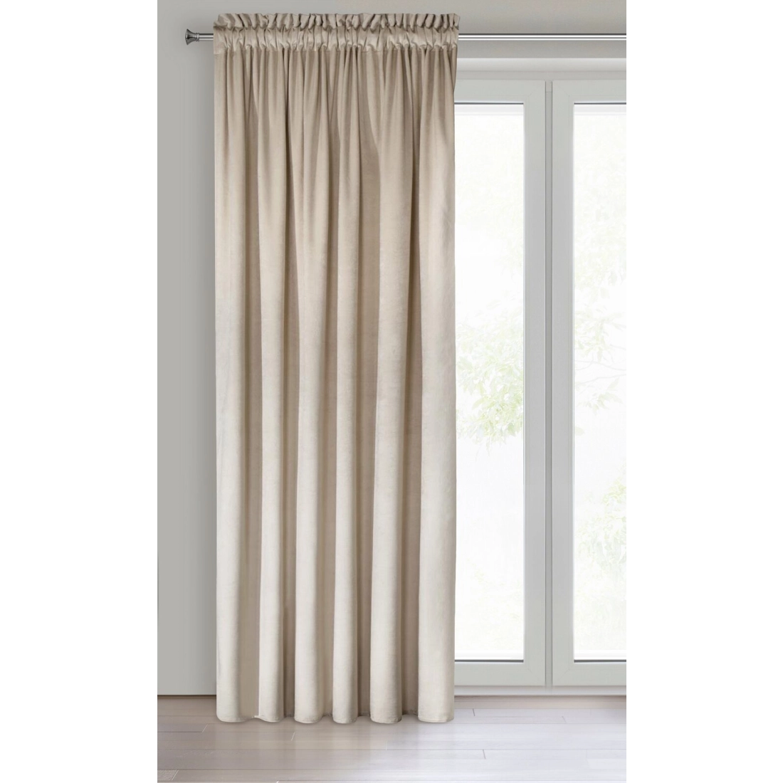 Záves 140x270 cm zamatový béžový na riasiacu pásku MELANIE