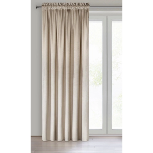Záves 140x270 cm zamatový béžový na riasiacu pásku MELANIE