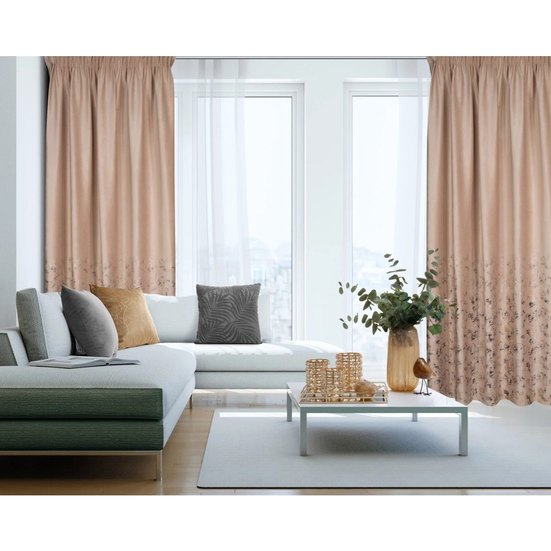 Záves 140x270 cm zamatový béžový šampanský na riasiacu pásku MARIELA